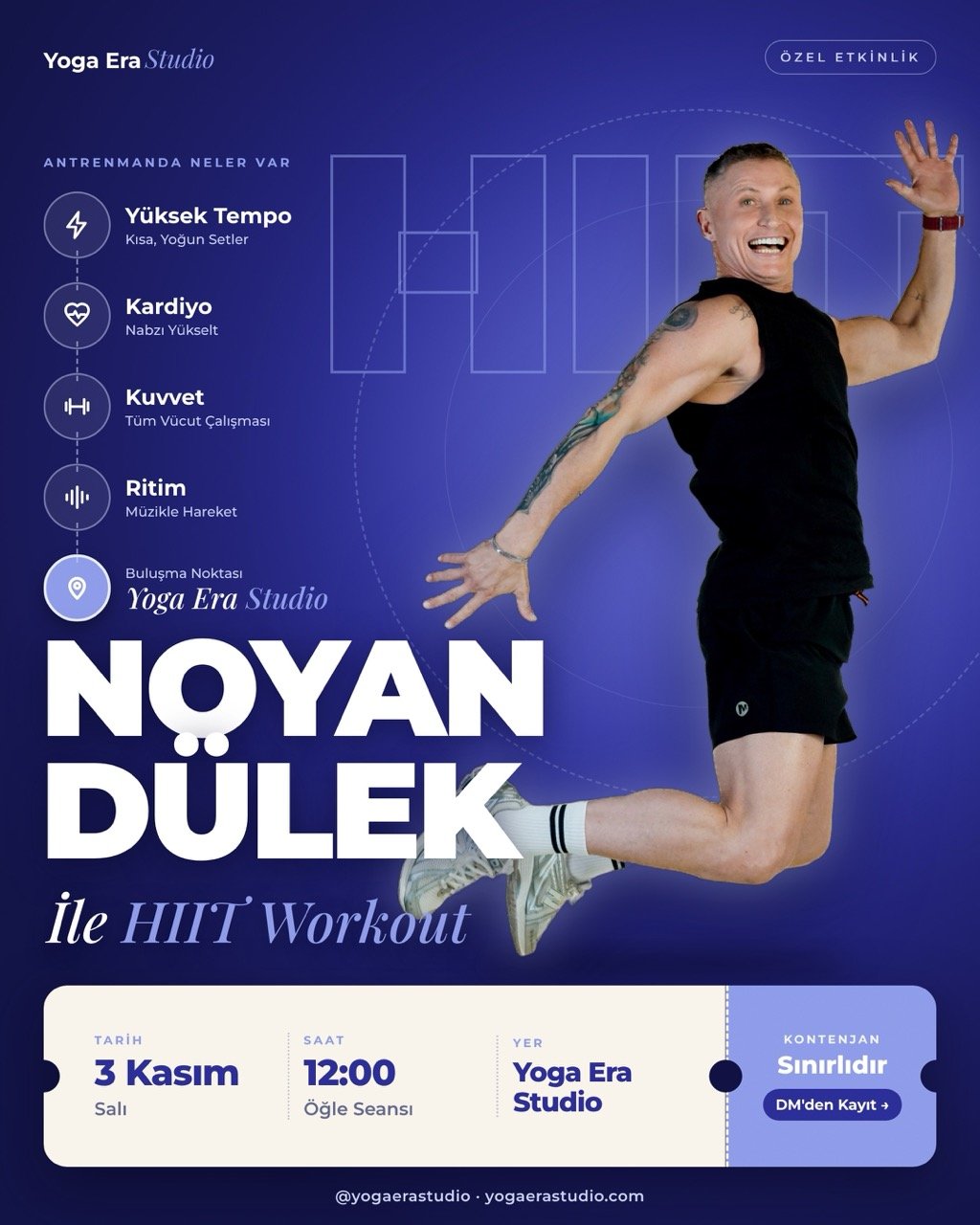 Noyan Dülek ile HIIT Workout — 3 Kasım Salı, Yoga Era Studio etkinlik afişi